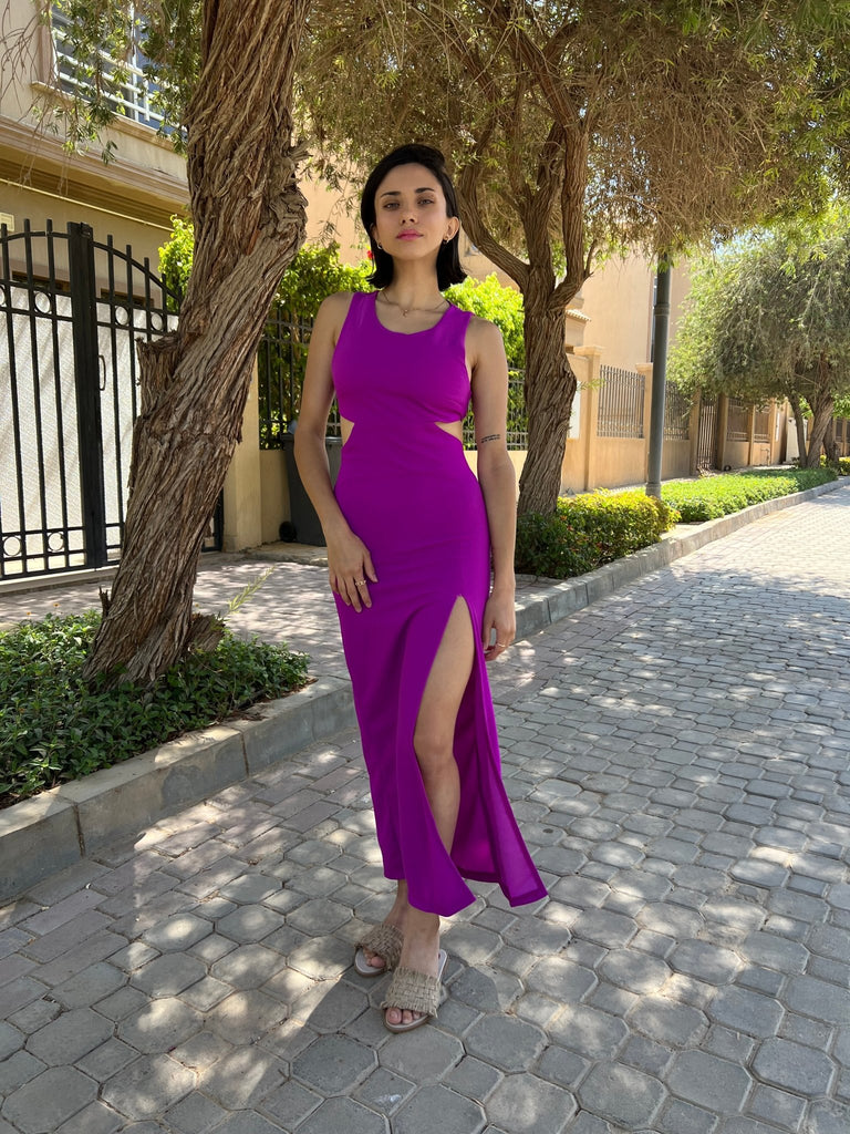 Purple Cut Out Dress - Mii