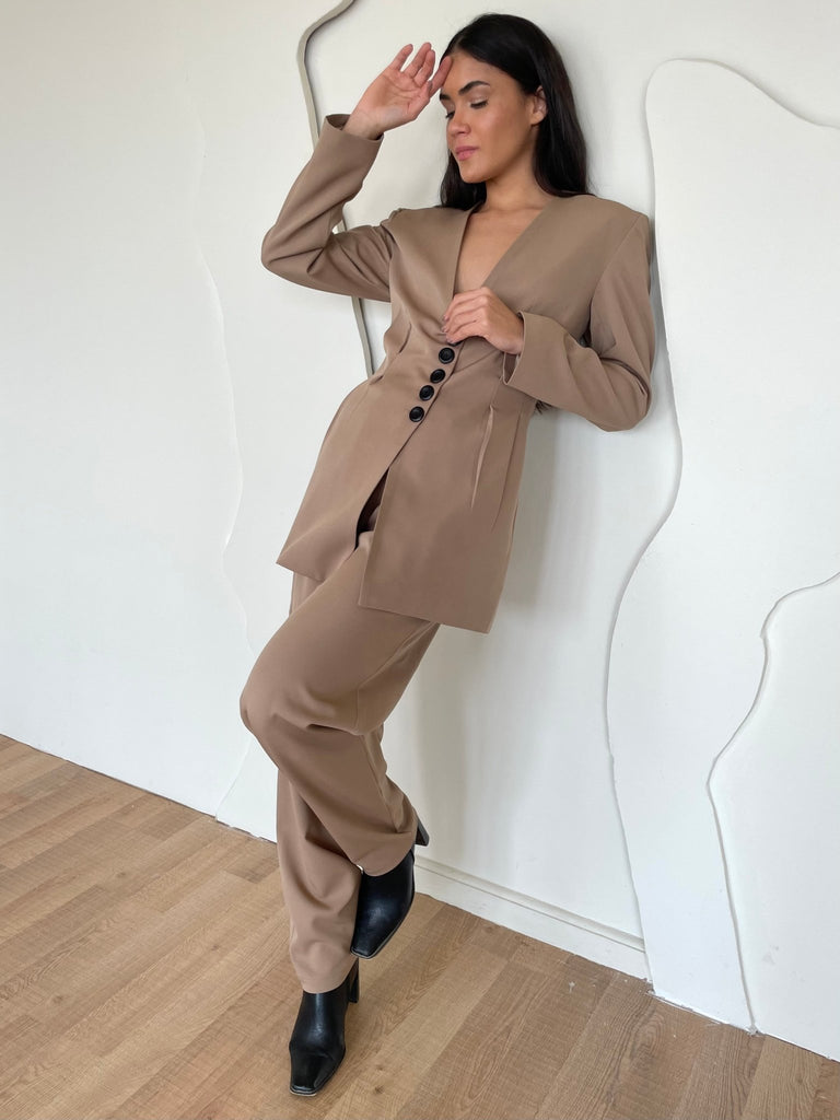 Beige Balloon Formal Pants - Mii