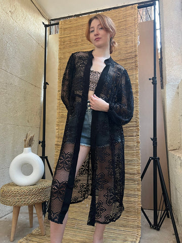 Black Long Sleeve kimono Coverup - Mii