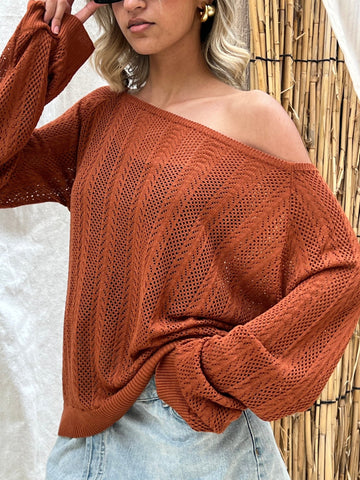Brick Hollow Out Blouse - Mii