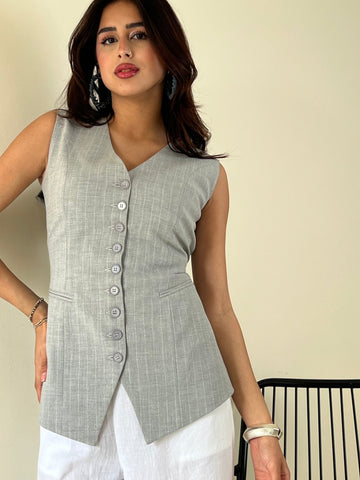 Grey Pinstripe Vest - Mii
