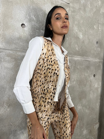 Leopard Tailored Waistcoat - Mii