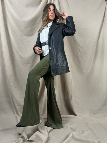 Olive Flared Corduroy Pants - Mii