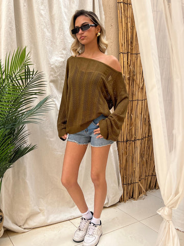 Olive Hollow Out Blouse - Mii