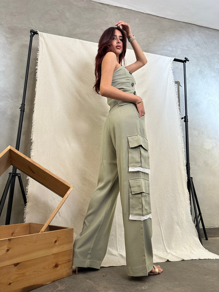 Olive Tailored Cargo Pants - Mii