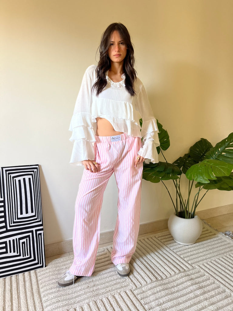 Rose Striped Pajama Pants - Mii