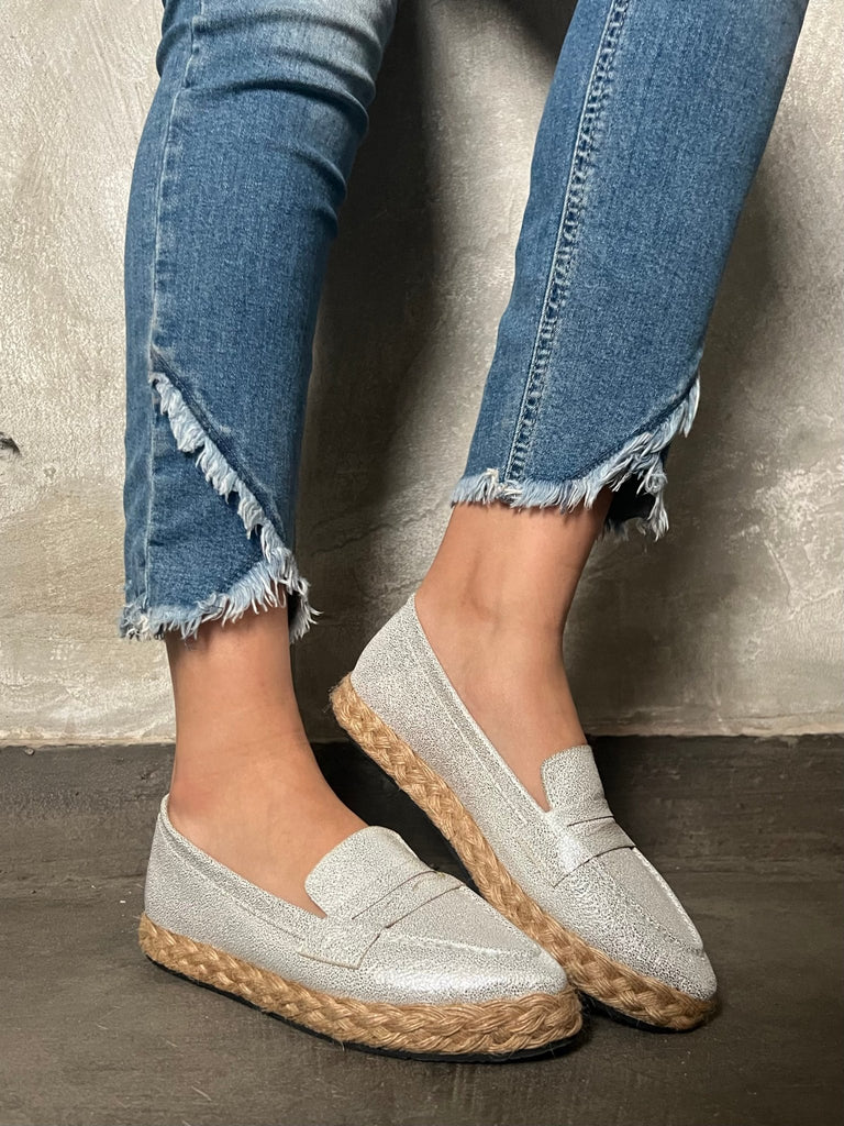 Silver Pointed Oxford Espadrille - Mii