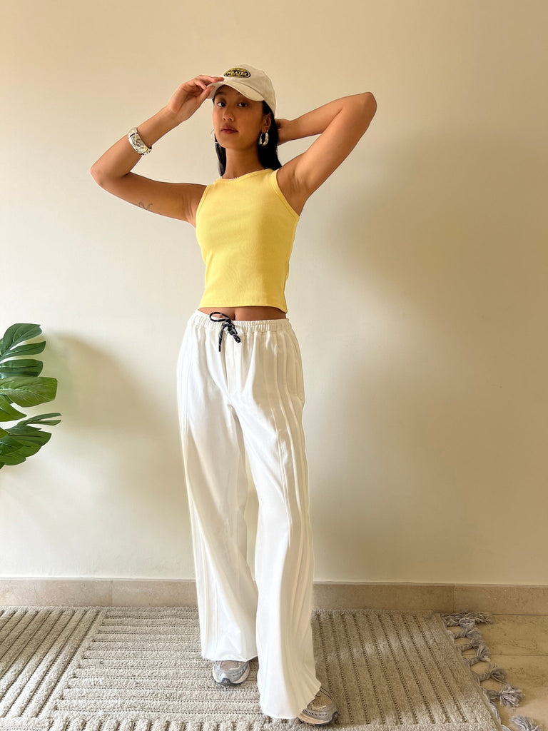 White Pleated Sweatpants - Mii