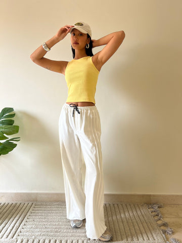 White Pleated Sweatpants - Mii