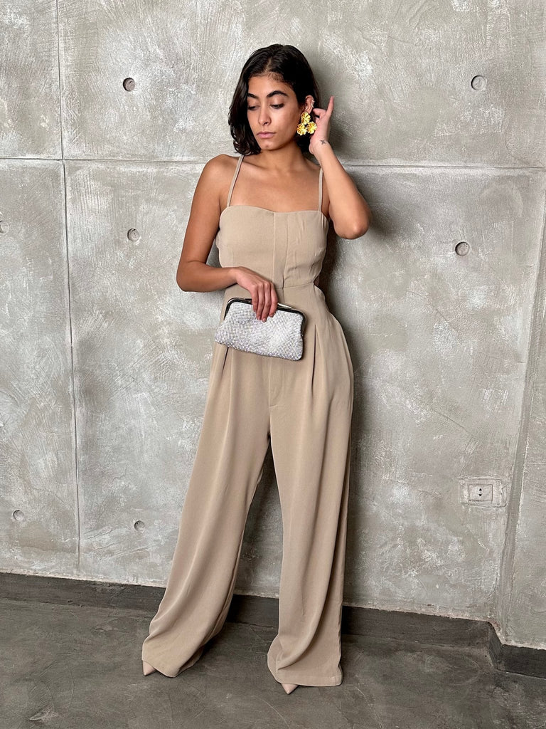 Beige Day And Night Cut Out Jumpsuit - Mii