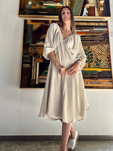 Beige Flow Linen Dress - Mii