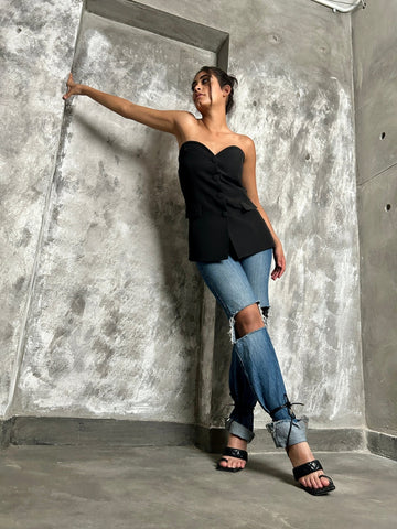 Black Heart Shape Vest - Mii