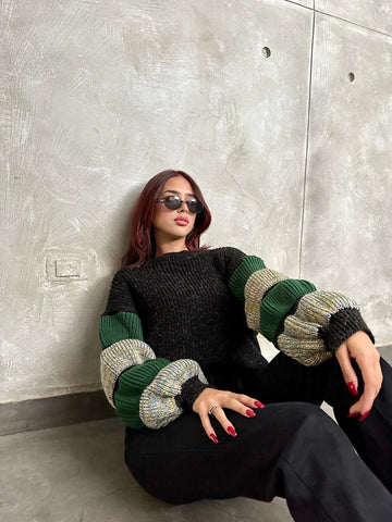 Black Tweed Pullover - Mii