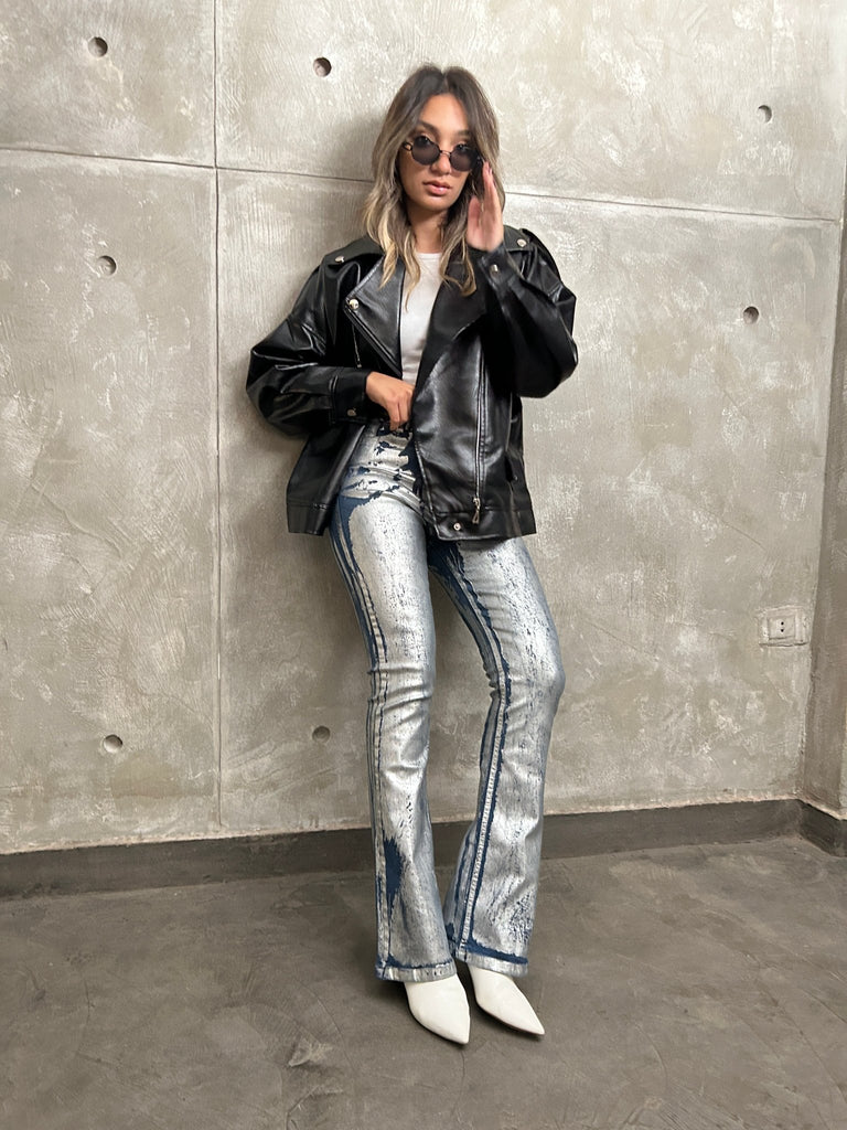 Boot Leg Silver Washed Jeans - Mii