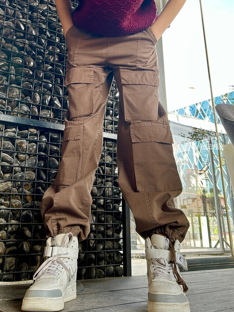 Brown Oversized Cargo Pants - Mii
