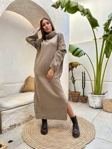 Cafe High Neck Long Dress - Mii