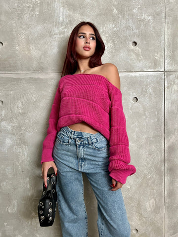 Fuchsia Pumped Pullover - Mii