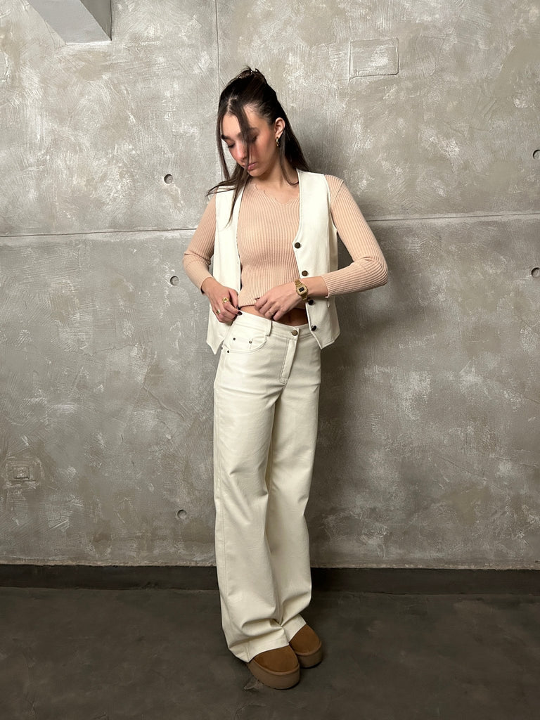 Off White Leather Vest - Mii