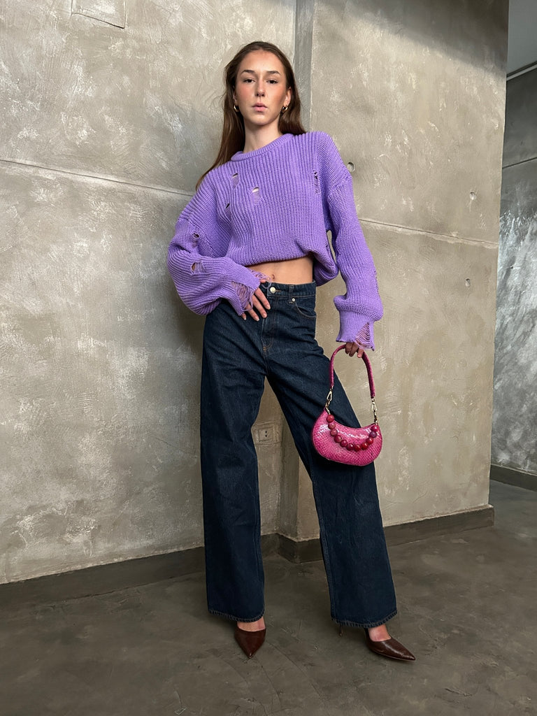 Purple Ripped Pullover - Mii