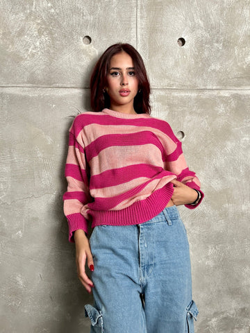 RoseXPink Knit Stripped Pullover - Mii