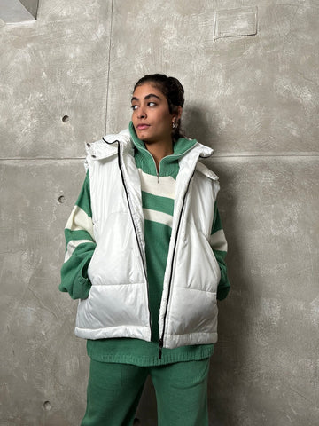 White Oversized Puffer Vest - Mii
